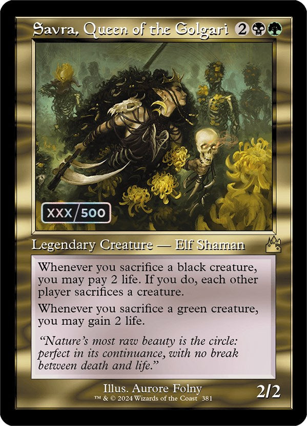 Savra, Queen of the Golgari (Retro) (Serialized) [Ravnica Remastered] | Black Swamp Games
