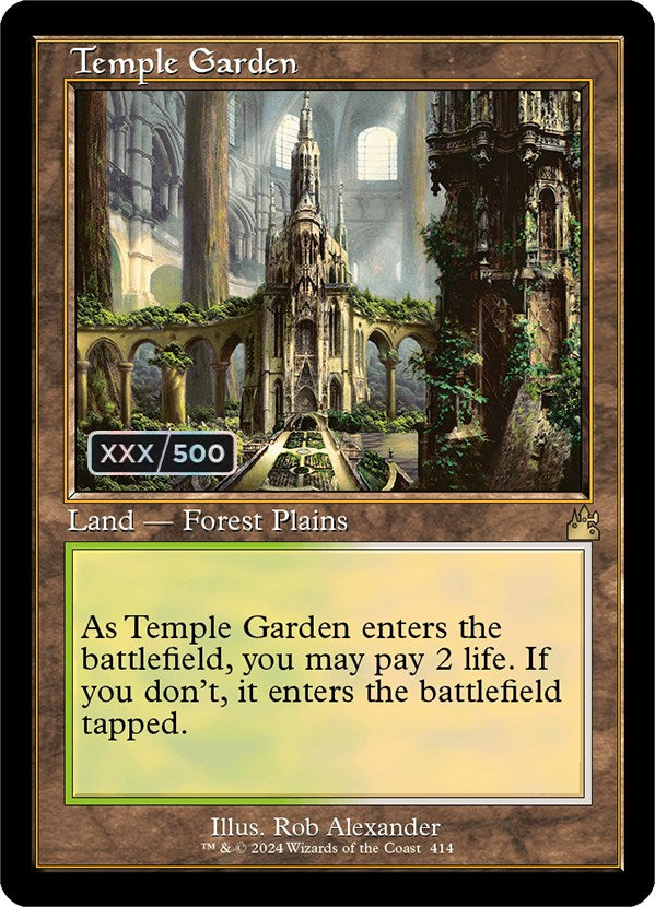 Temple Garden (Retro) (Serialized) [Ravnica Remastered] | Black Swamp Games