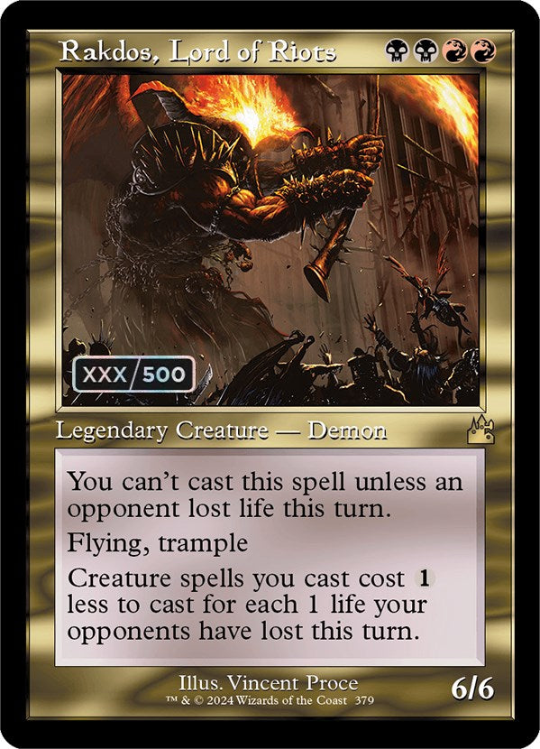Rakdos, Lord of Riots (Retro) (Serialized) [Ravnica Remastered] | Black Swamp Games