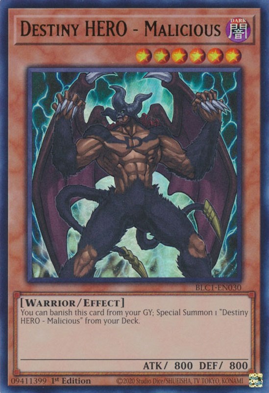 Destiny HERO - Malicious [BLC1-EN030] Ultra Rare | Black Swamp Games