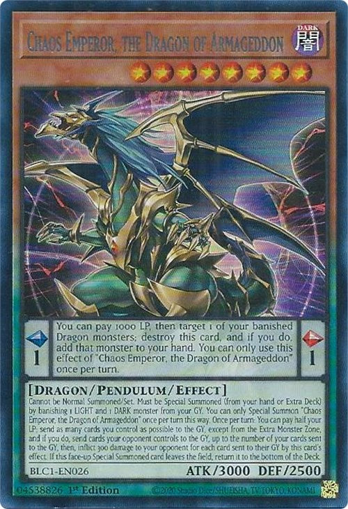 Chaos Emperor, the Dragon of Armageddon (Silver) [BLC1-EN026] Ultra Rare | Black Swamp Games