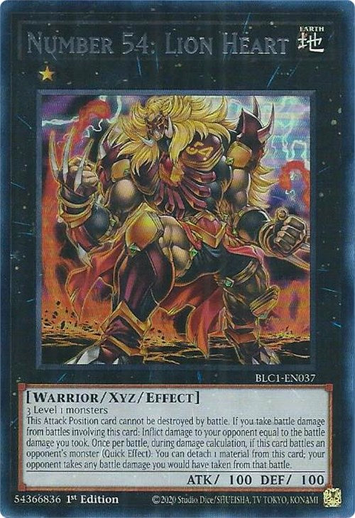 Number 54: Lion Heart (Silver) [BLC1-EN037] Ultra Rare | Black Swamp Games