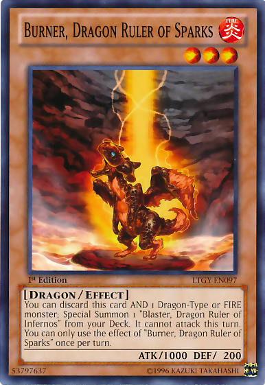 Burner, Dragon Ruler of Sparks [LTGY-EN097] Common | Black Swamp Games