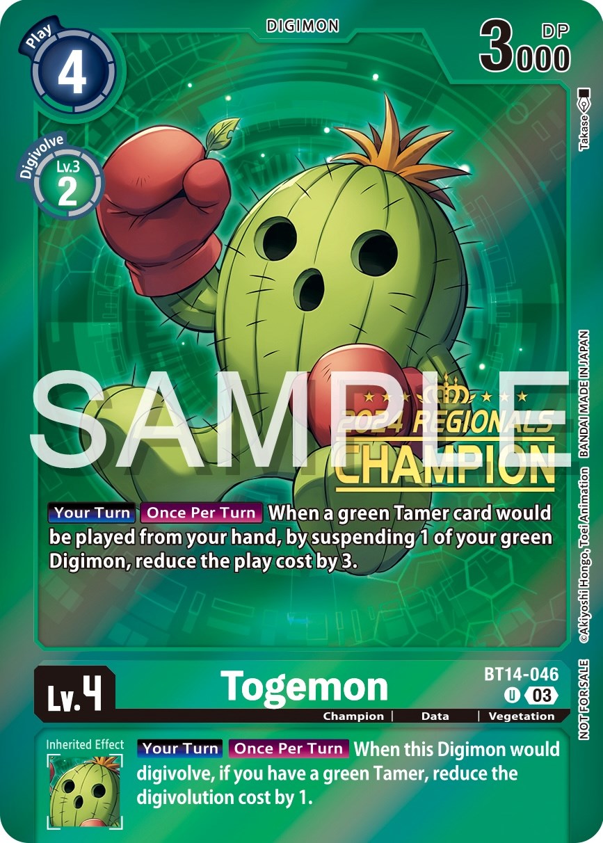 Togemon [BT14-046] (2024 Regionals Champion) [Blast Ace Promos] | Black Swamp Games