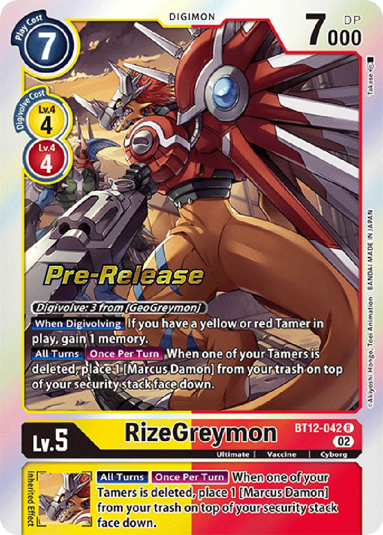 RizeGreymon [BT12-042] [Across Time Pre-Release Cards] | Black Swamp Games