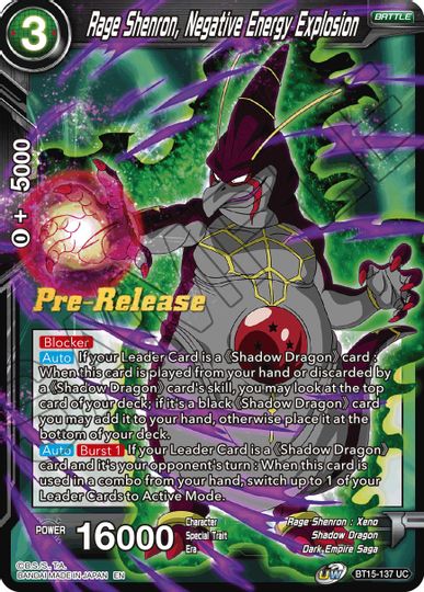 Rage Shenron, Negative Energy Explosion (BT15-137) [Saiyan Showdown Prerelease Promos] | Black Swamp Games