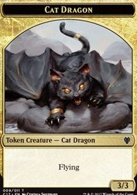 Cat Dragon (009) // Dragon (006) Double-sided Token [Commander 2017 Tokens] | Black Swamp Games