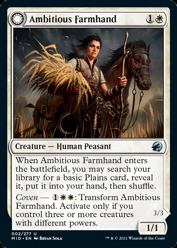 Ambitious Farmhand // Seasoned Cathar [Innistrad: Midnight Hunt] | Black Swamp Games