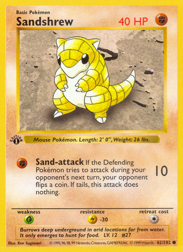 Sandshrew (62/102) (Shadowless) [Base Set 1st Edition] | Black Swamp Games