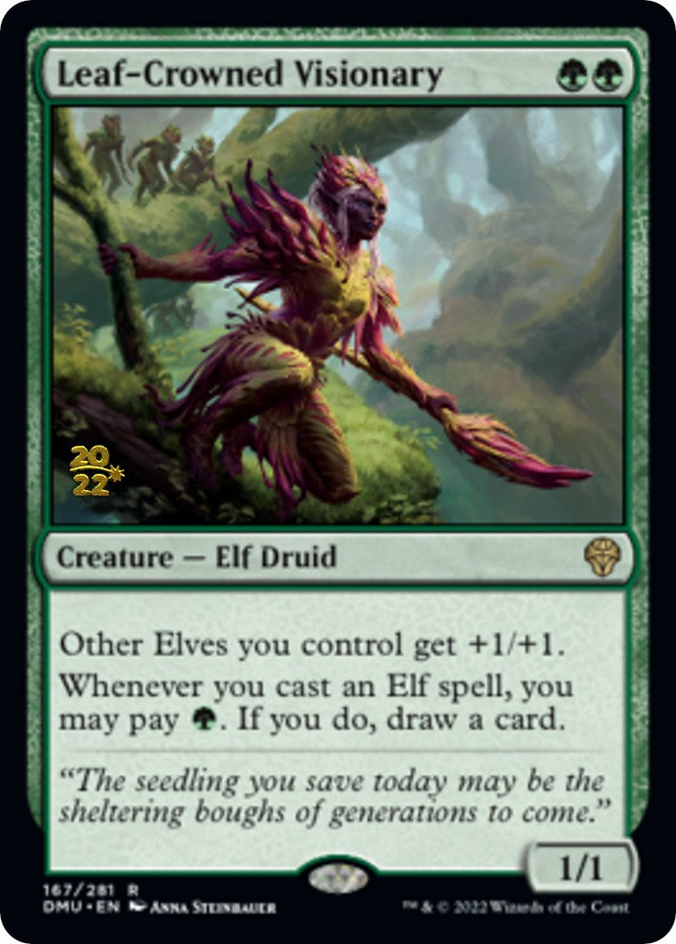 Leaf-Crowned Visionary [Dominaria United Prerelease Promos] | Black Swamp Games