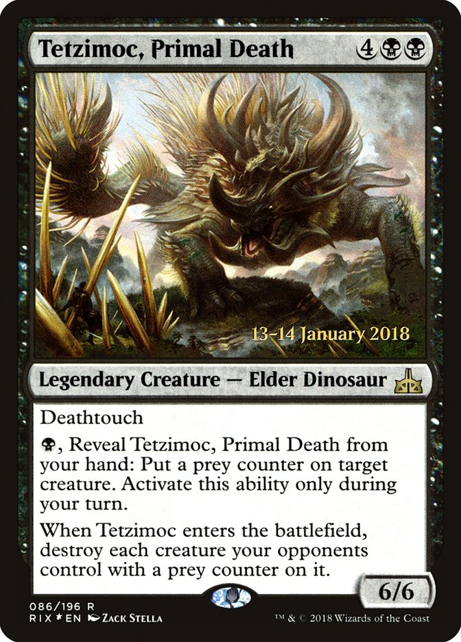 Tetzimoc, Primal Death [Rivals of Ixalan Prerelease Promos] | Black Swamp Games