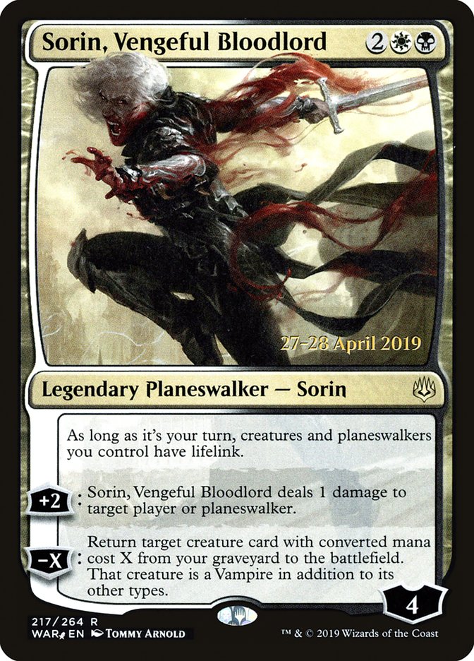 Sorin, Vengeful Bloodlord  [War of the Spark Prerelease Promos] | Black Swamp Games