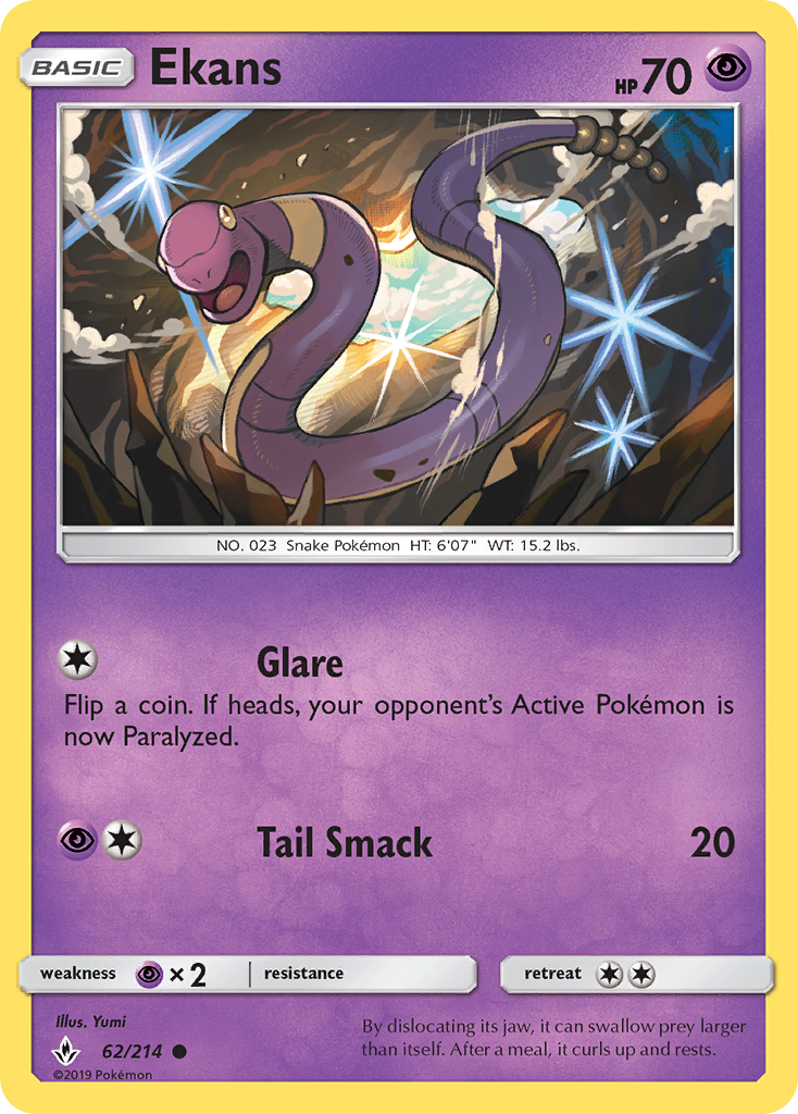 Ekans (62/214) [Sun & Moon: Unbroken Bonds] | Black Swamp Games