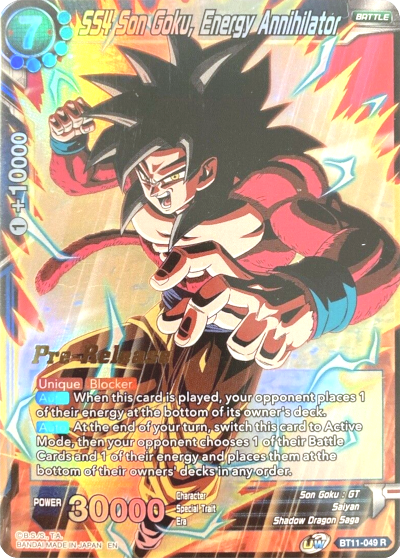 SS4 Son Goku, Energy Annihilator (BT11-049) [Vermilion Bloodline Prerelease Promos] | Black Swamp Games