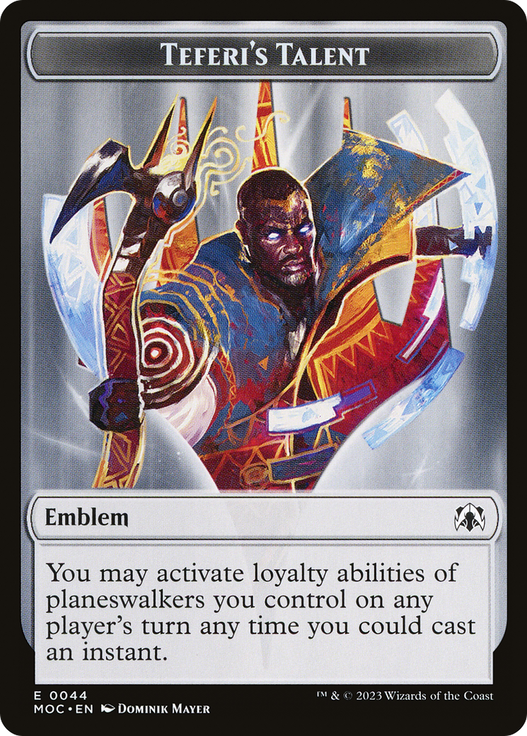 First Mate Ragavan // Teferi's Talent Emblem Double-Sided Token [March of the Machine Commander Tokens] | Black Swamp Games