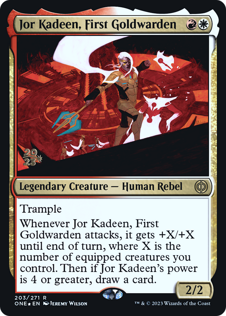 Jor Kadeen, First Goldwarden [Phyrexia: All Will Be One Prerelease Promos] | Black Swamp Games