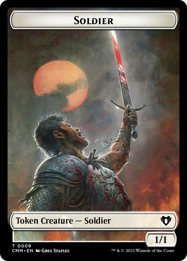 Soldier (0009) // Daretti, Scrap Savant Emblem Double-Sided Token [Commander Masters Tokens] | Black Swamp Games