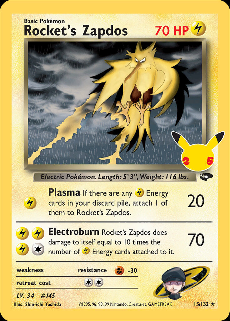 Rocket's Zapdos (15/132) [Celebrations: 25th Anniversary - Classic Collection] | Black Swamp Games