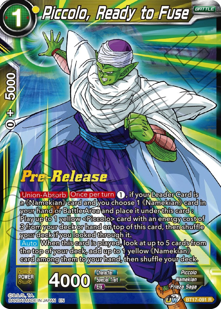 Piccolo, Ready to Fuse (BT17-091) [Ultimate Squad Prerelease Promos] | Black Swamp Games