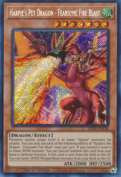 Harpie's Pet Dragon - Fearsome Fire Blast [LDS3-EN138] Secret Rare | Black Swamp Games