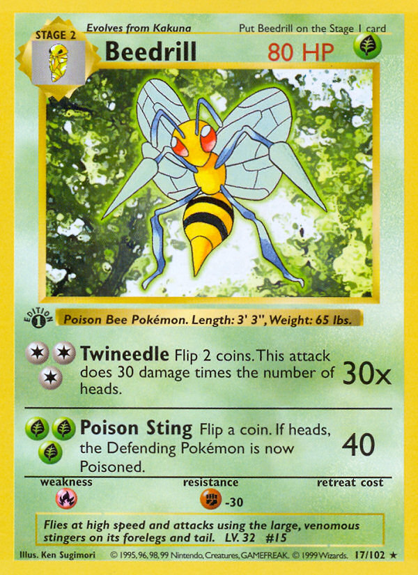 Beedrill (17/102) (Shadowless) [Base Set 1st Edition] | Black Swamp Games