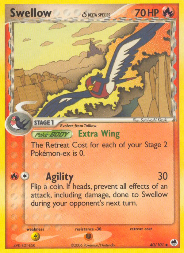 Swellow (40/101) (Delta Species) [EX: Dragon Frontiers] | Black Swamp Games