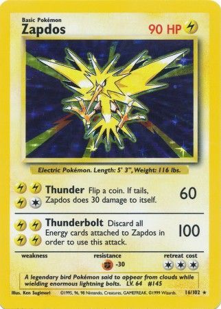 Zapdos (16/102) [Base Set Unlimited] | Black Swamp Games