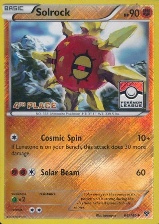 Solrock (64/146) (4th Place League Challenge Promo) [XY: Base Set] | Black Swamp Games