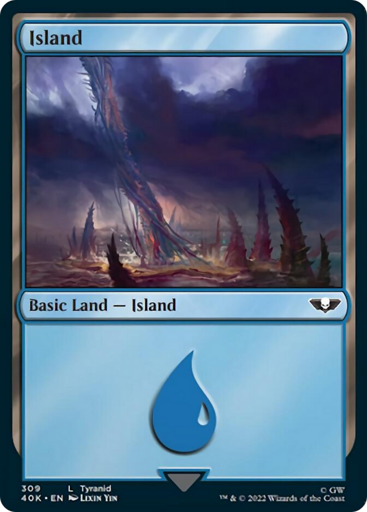 Island (309) (Surge Foil) [Universes Beyond: Warhammer 40,000] | Black Swamp Games