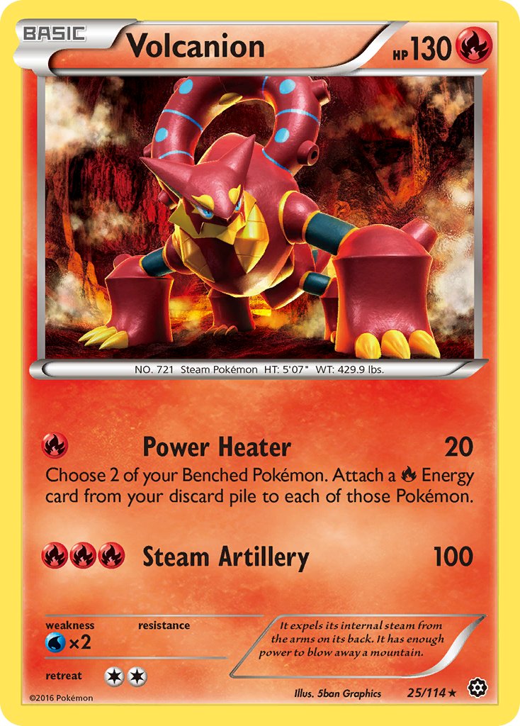Volcanion (25/114) (Cracked Ice Holo) (Theme Deck Exclusive) [XY: Steam Siege] | Black Swamp Games
