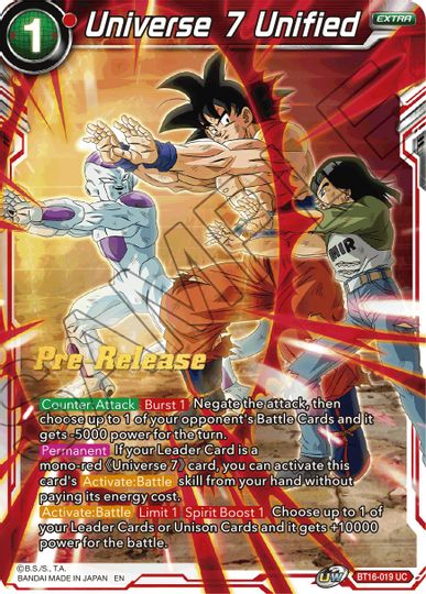 Universe 7 Unified (BT16-019) [Realm of the Gods Prerelease Promos] | Black Swamp Games