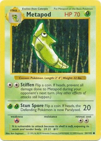 Metapod (54/102) [Base Set Shadowless Unlimited] | Black Swamp Games