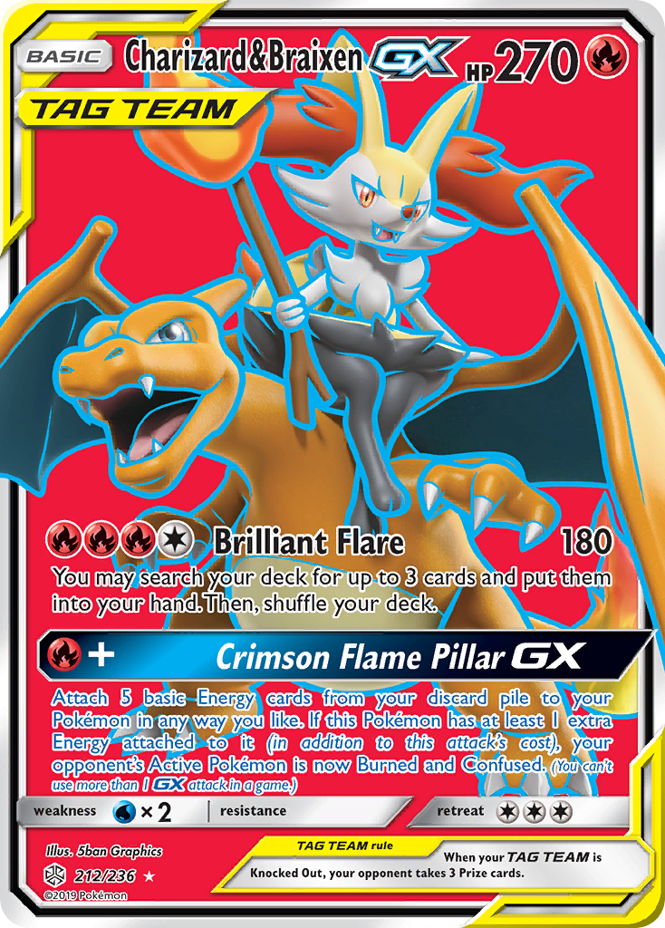 Charizard & Braixen GX (212/236) [Sun & Moon: Cosmic Eclipse] | Black Swamp Games