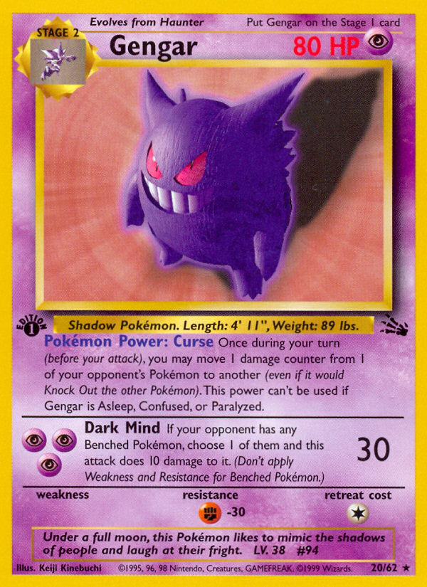 Gengar (20/62) [Fossil 1st Edition] | Black Swamp Games