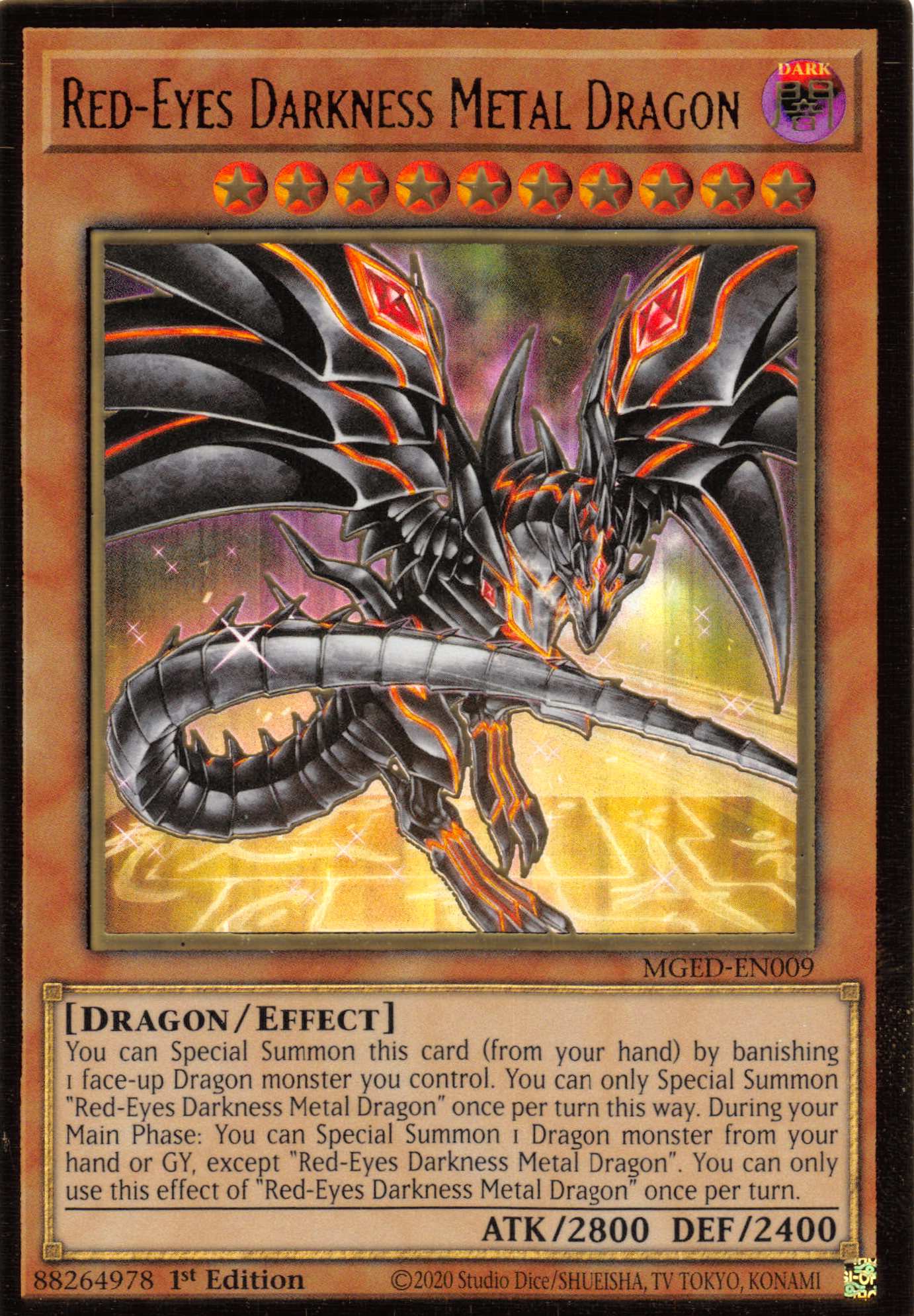 Red-Eyes Darkness Metal Dragon (Alternate Art) [MGED-EN009] Gold Rare | Black Swamp Games