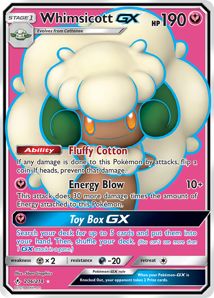 Whimsicott GX (206/214) [Sun & Moon: Unbroken Bonds] | Black Swamp Games