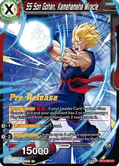 SS Son Gohan, Kamehameha Miracle (BT15-003) [Saiyan Showdown Prerelease Promos] | Black Swamp Games