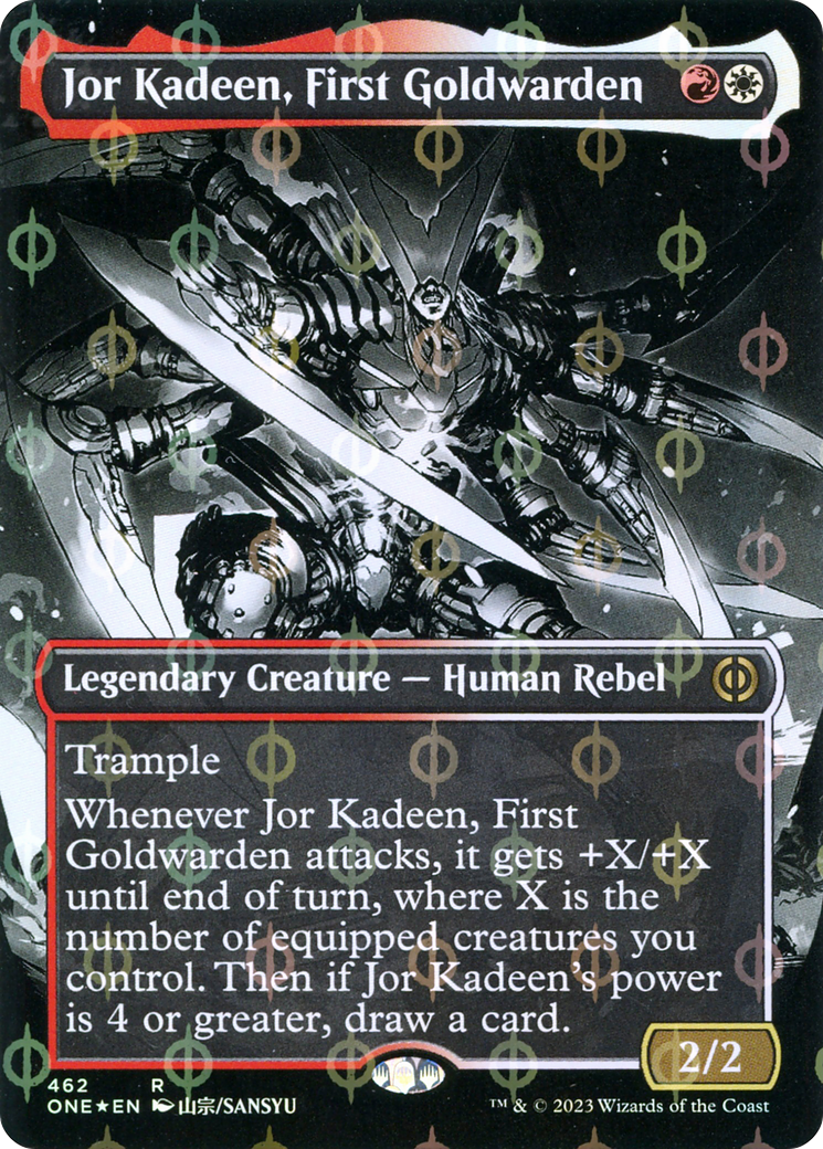 Jor Kadeen, First Goldwarden (Borderless Manga Step-and-Compleat Foil) [Phyrexia: All Will Be One] | Black Swamp Games