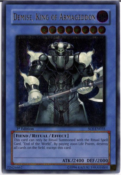 yugioh demise supreme king of armageddon deck YU-GI-OH! - Demise, - CYHO-EN030 - Rare - 1st Edition All cards will be carefully packed for safe transit Demise, King of Armageddon (UTR)