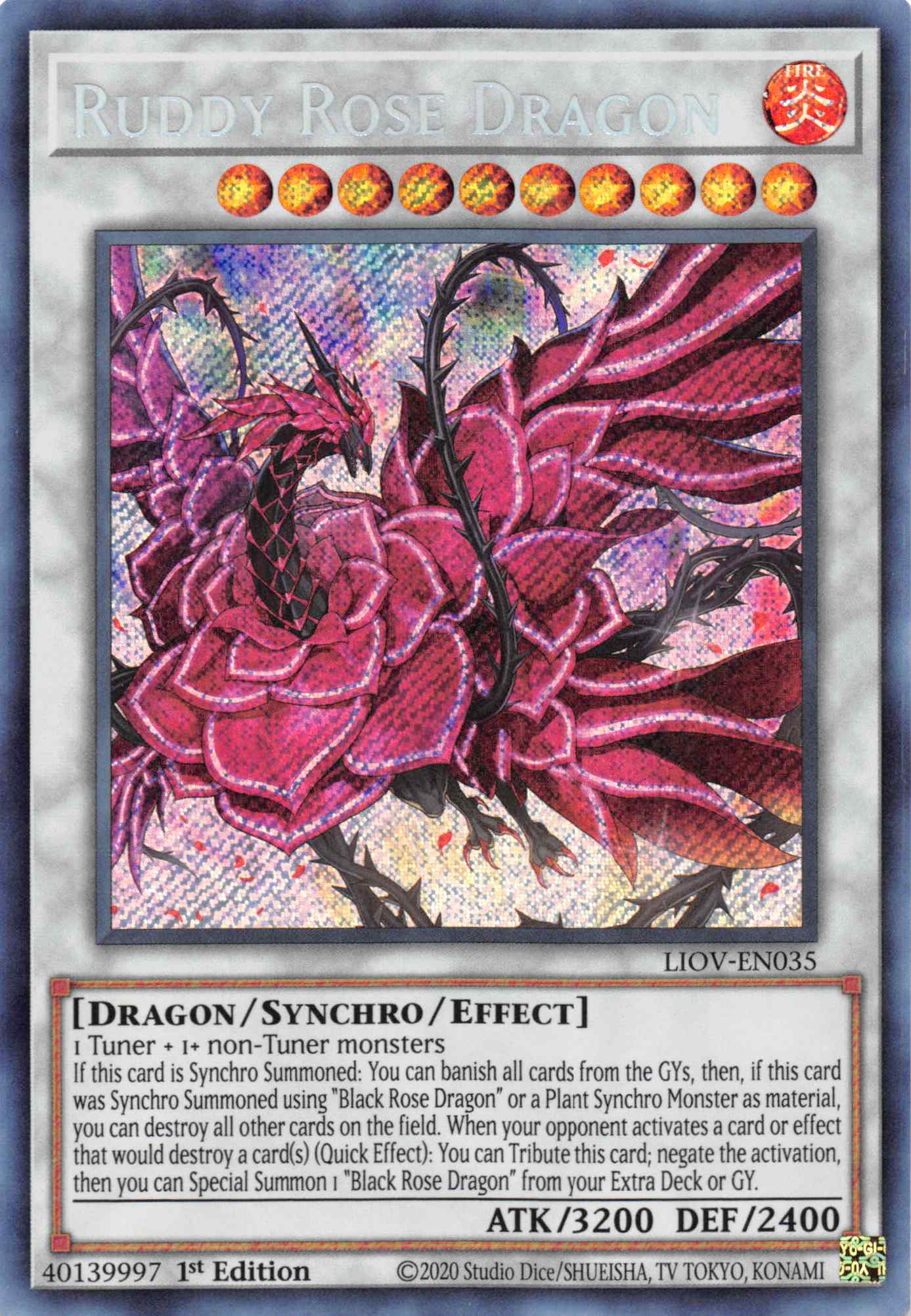 Ruddy Rose Dragon [LIOV-EN035] Secret Rare | Black Swamp Games