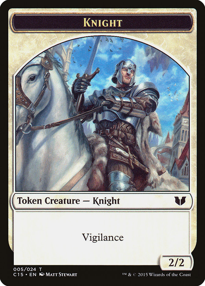 Gold // Knight (005) Double-Sided Token [Commander 2015 Tokens] | Black Swamp Games