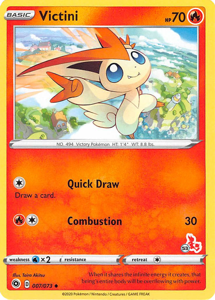 Victini (007/073) (Cinderace Stamp #53) [Battle Academy 2022] | Black Swamp Games