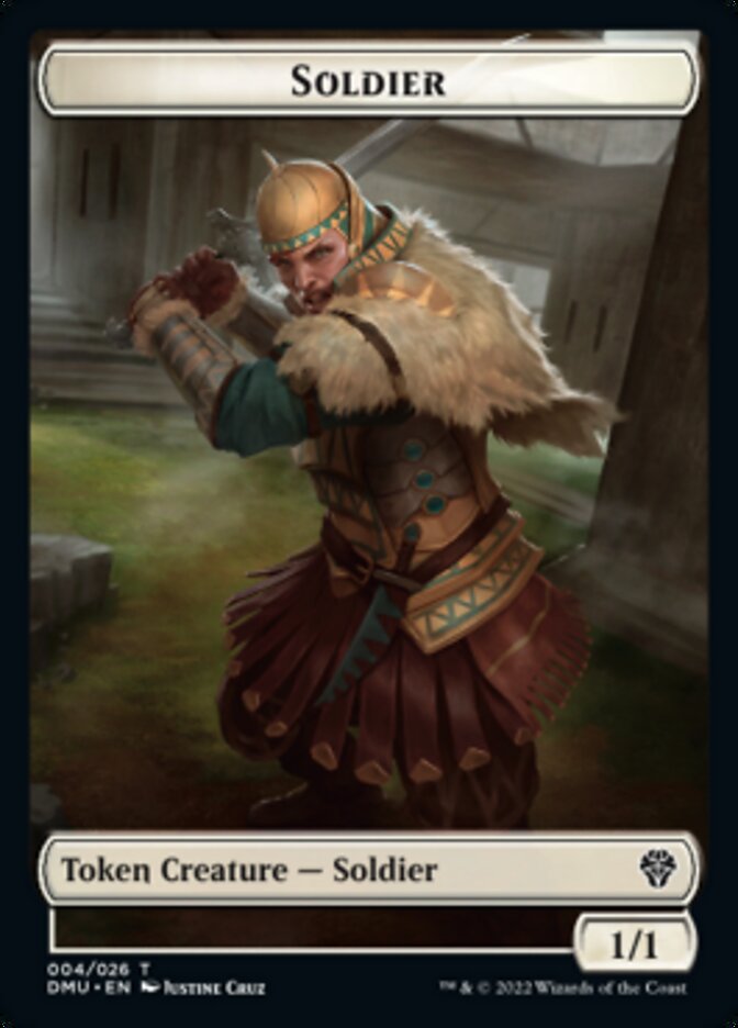 Soldier // Jaya, Fiery Negotiator Emblem Double-sided Token [Dominaria United Tokens] | Black Swamp Games