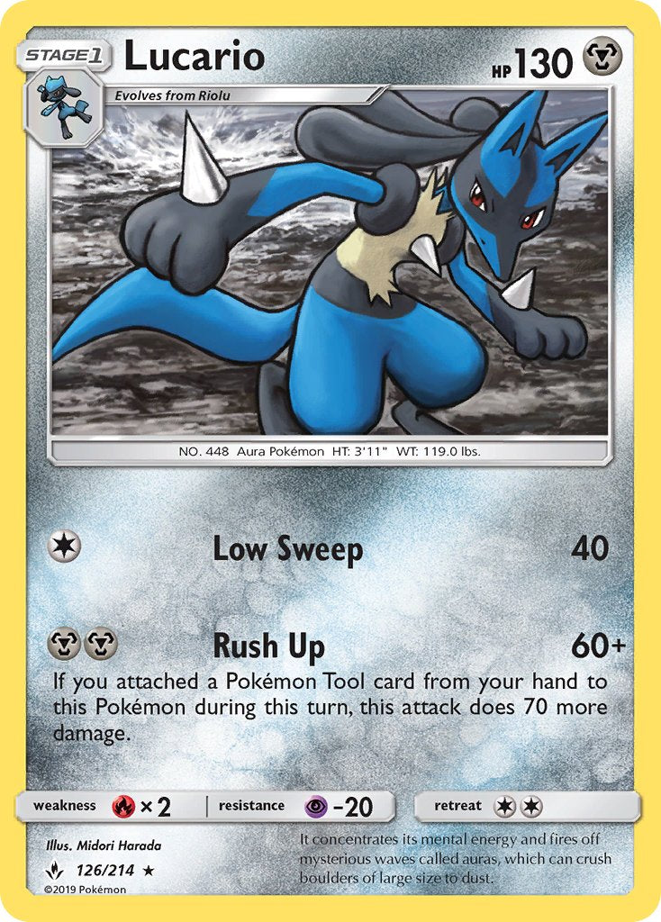 Lucario (126/214) (Theme Deck Exclusive) [Sun & Moon: Unbroken Bonds] | Black Swamp Games