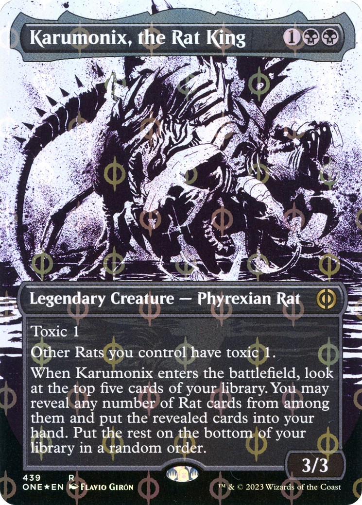 Karumonix, the Rat King (Borderless Ichor Step-and-Compleat Foil) [Phyrexia: All Will Be One] | Black Swamp Games