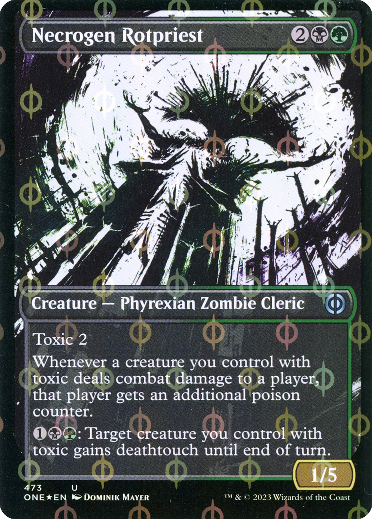 Necrogen Rotpriest (Borderless Ichor Step-and-Compleat Foil) [Phyrexia: All Will Be One] | Black Swamp Games