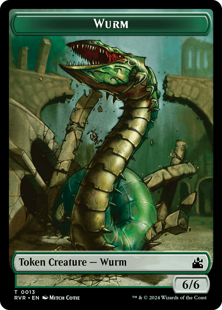 Elf Knight // Wurm Double-Sided Token [Ravnica Remastered Tokens] | Black Swamp Games