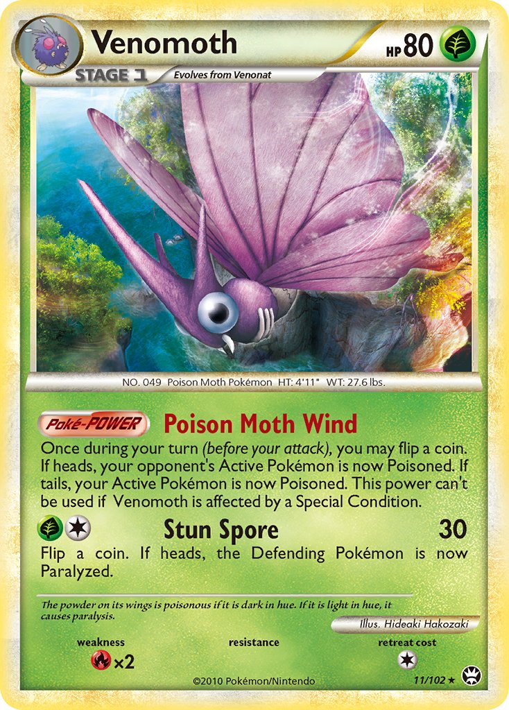 Venomoth (11/102) (Theme Deck Exclusive) [HeartGold & SoulSilver: Triumphant] | Black Swamp Games