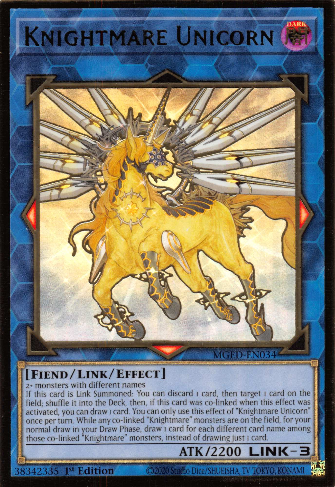 Knightmare Unicorn [MGED-EN034] Gold Rare | Black Swamp Games