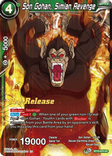 Son Gohan, Simian Revenge (BT15-070) [Saiyan Showdown Prerelease Promos] | Black Swamp Games